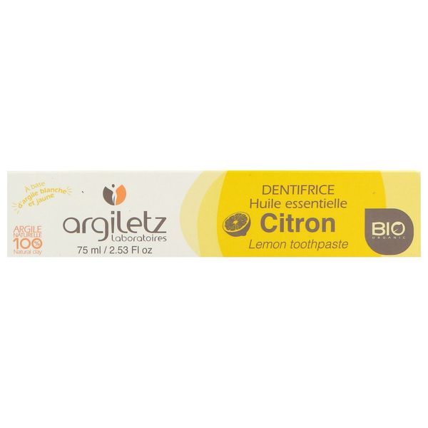 ARGILETZ DENTIFRICE BIO Dentifrice à l'huile essentielle de citron, tube 75 ml