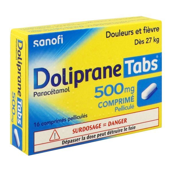DOLIPRANETABS Comprimé pelliculé 500 mg, boîte 16