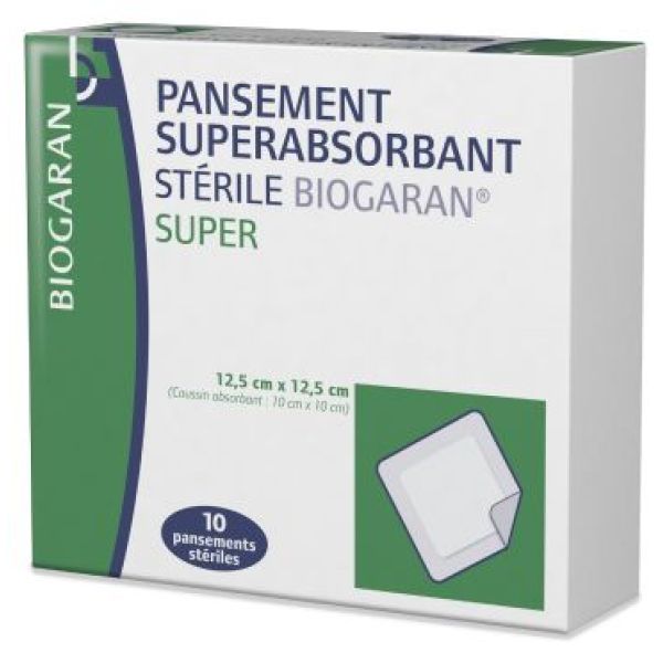 Biogaran Conseil Pansement Super Absorbant Sterile Super 12,5 Cm X 12,5 Cm Boite 10