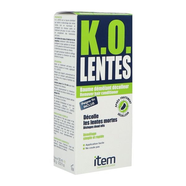 ITEM K.O LENTES BAUME Baume répulsif décolleur de lentes au complexe d'huiles essentielles, tube 100 ml