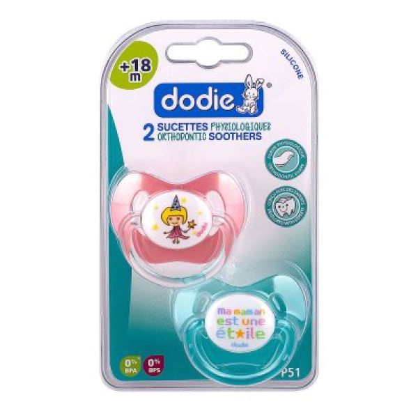 Dodie Sucette Avec Teterelle Physiologique En Silicone Dessin Princesse Ou Msg Boite +18 Mois 2