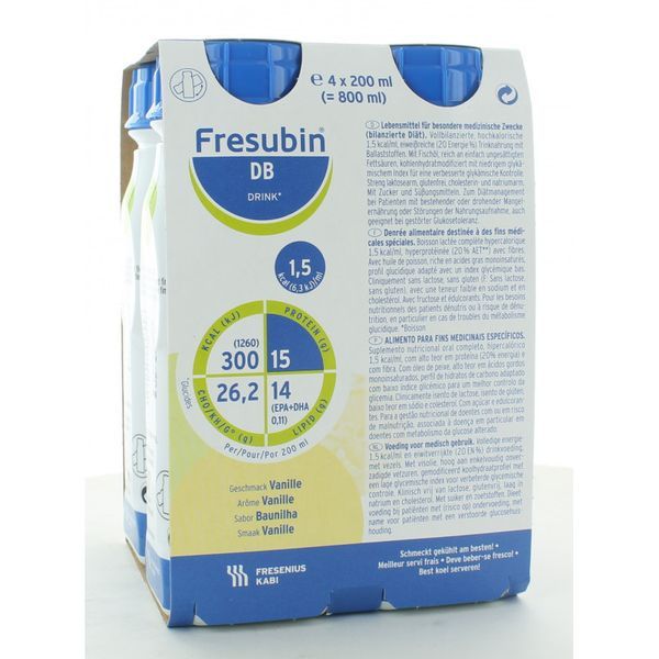 FRESUBIN DB DRINK (BOUTEILLE 200 ML) VANILLE X 4 UNITES