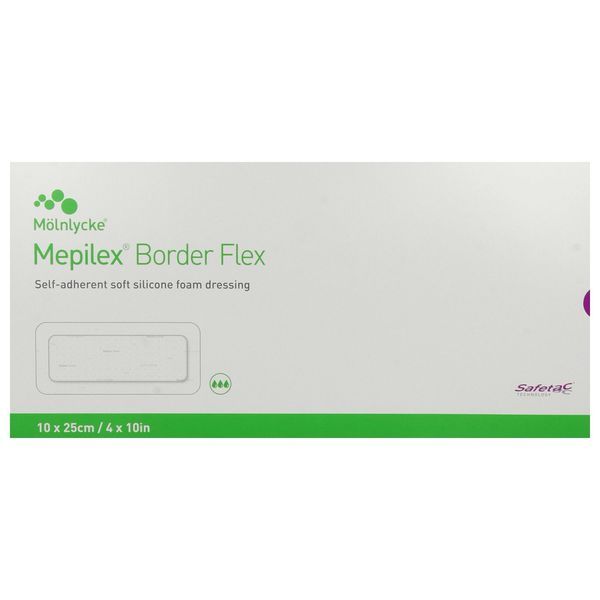MEPILEX BORDER FLEX EM Pansement hydrocellulaire siliconé, bordé, flexible, forme mince, 10 cm x 25 cm (ref. 595820), bt 10
