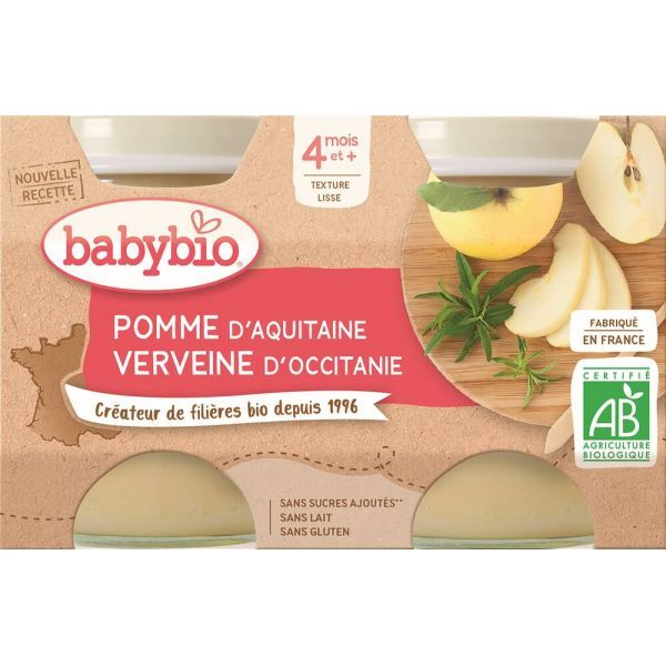 Babybio Petits Pots Pomme d'Aquitaine BIO - dès 4 mois- 2 x 130 g