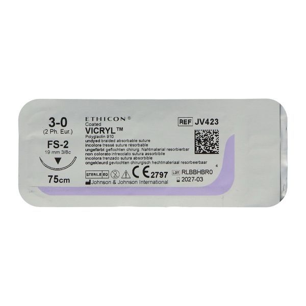 VICRYL 1 19MM 3/8 TRI JV0495