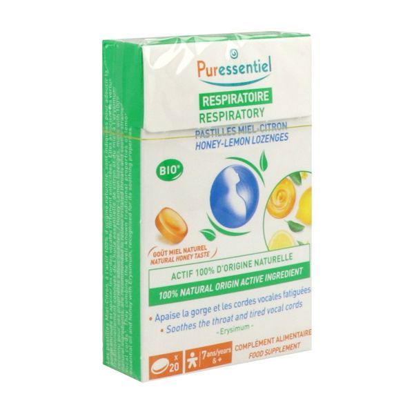 PURESSENTIEL RESPIRATOIRE BIO Pastille à sucer, complément alimentaire à visée respiratoire, bt 20