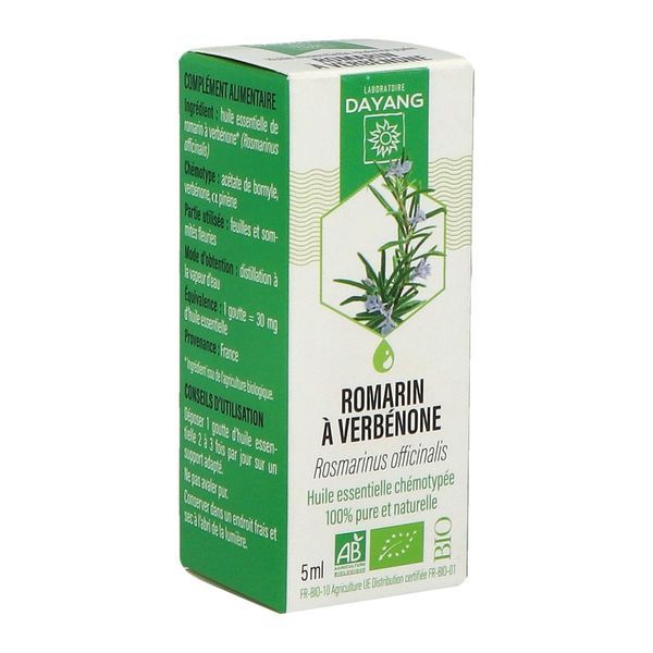 DAYANG HUILE ESSENTIELLE BIO Huile essentielle, complément alimentaire à base de romarin à verbénone HECT, fl 5 ml