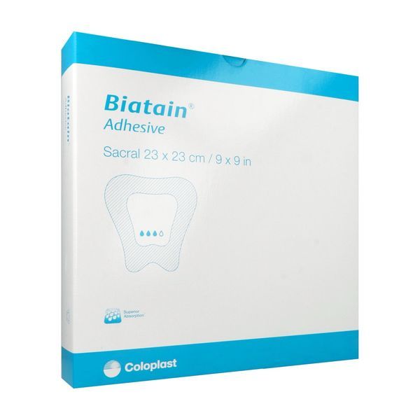 BIATAIN SACRUM Pansement hydrocellulaire absorbant à bord adhésif, spécial région lombosacrée, bt 5