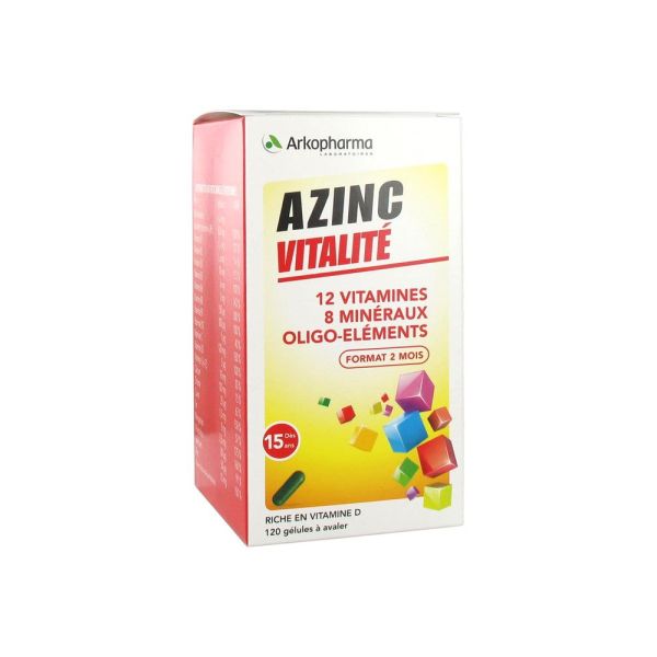 ARKO AZINC FORME ET VITALITE DES 15 ANS FLACON DE 120 GELULES