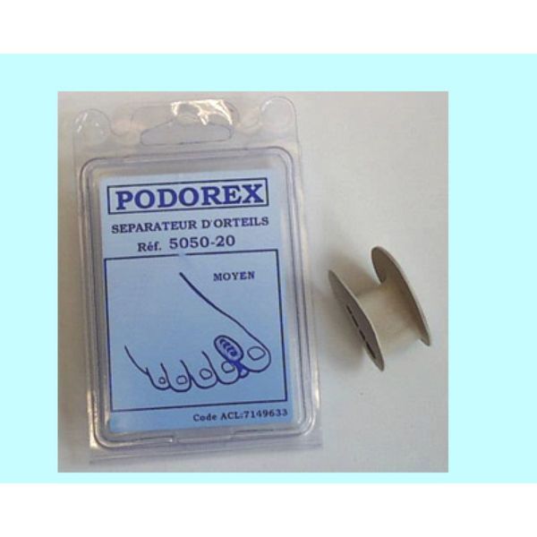 PODOREX SEPARATEUR D'ORTEIL Séparateur d'orteil bobine, évidé, en caoutchouc souple, moyen (ref. 505020), unité
