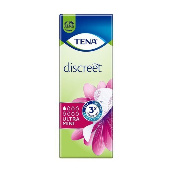 TENA LADY DISCREET ULTRA MINI Protège slip adhésif pour incontinence urinaire légère, bt 28