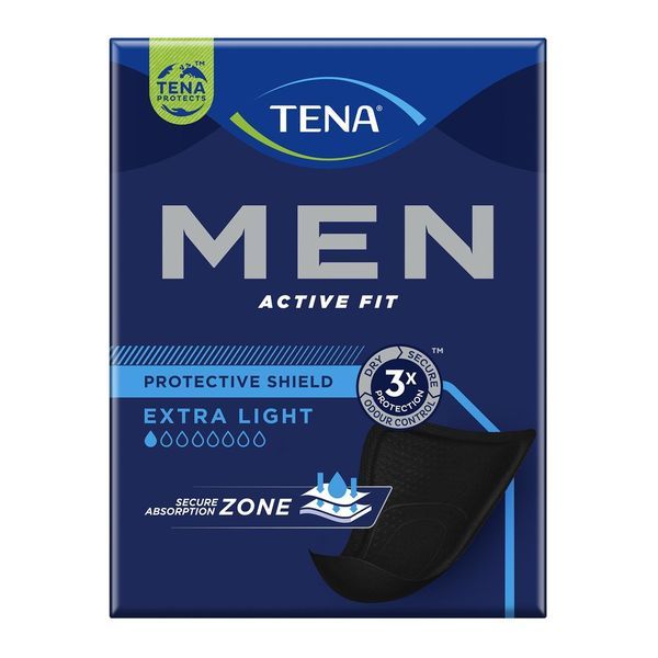 TENA MEN EXTRA LIGHT Protection absorbante anatomique, extrafine, adhésive, pour homme, bt 14
