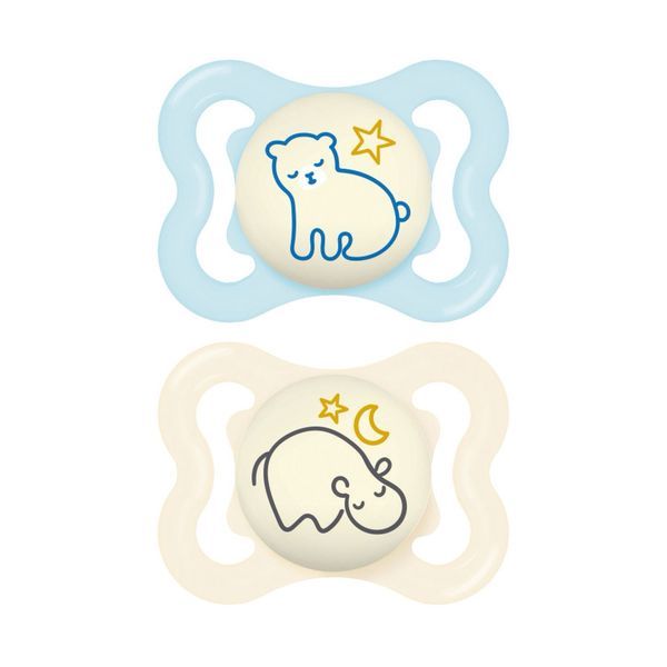 MAM SUPREME SUCETTE NUIT 2 - 6 MOIS Sucette anatomique de nuit, téterelle silicone, 1er âge, N° 36, blister 2