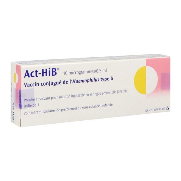 Act-Hib 10 Microgrammes/0,5 Ml Vaccin Haemophilus Type B (Conjugue) Poudre Et Solvant Pour Solution Injectable Poudre En Flacon + 0,5 Ml De Solvant En