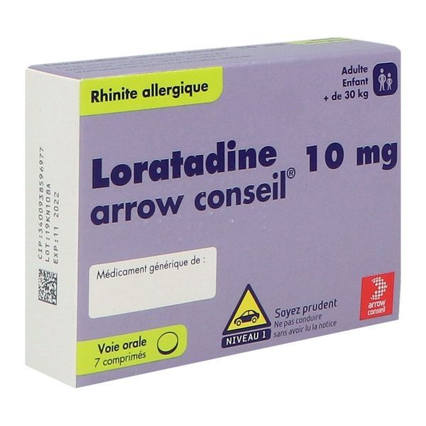 LORATADINE ARROW CONSEIL Comprimé 10 mg, boîte 7