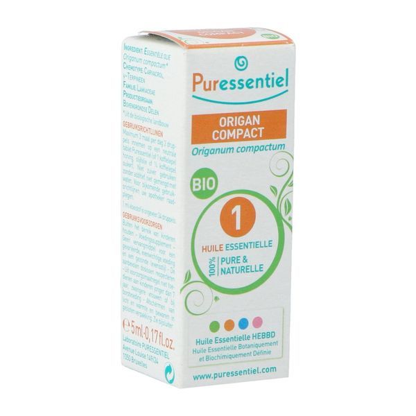 PURESSENTIEL HUILE ESSENTIELLE BIO COMPLEMENT ALIMENTAIRE Complément alimentaire, huile essentielle d'origan HEBBD, fl 5 ml