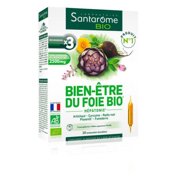 Santarome Bien-être du foie, Hépatonic BIO - 20 ampoules de 10 ml