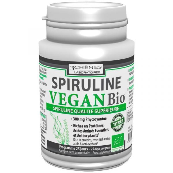 3 Chenes Spiruline vegan BIO - 100 comprimés