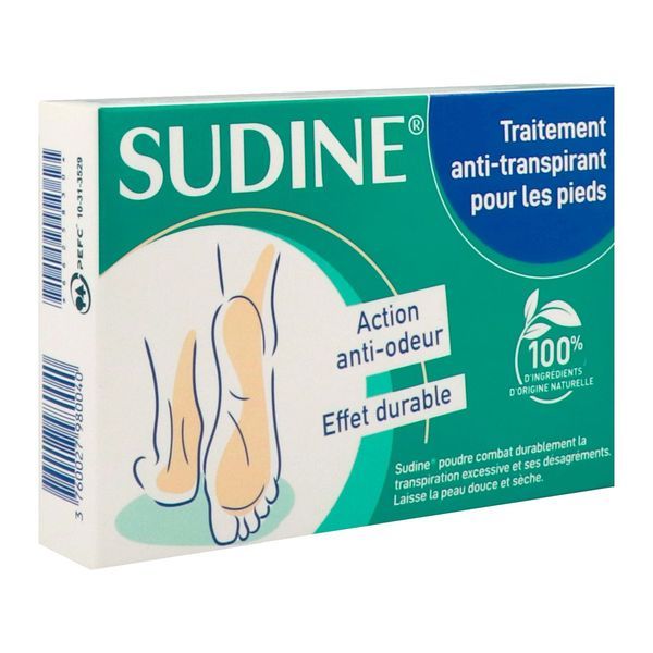 SUDINE POUDRE PODOLOGIQUE Poudre podologique antitranspirante, bt 6