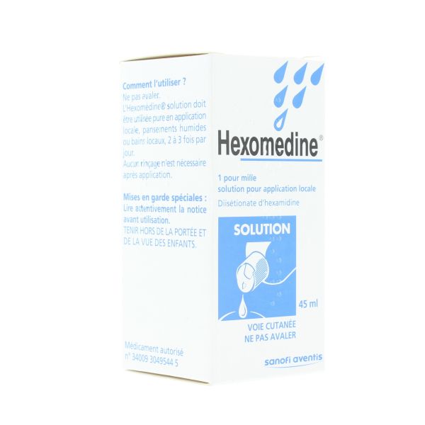 HEXOMEDINE 1 pour mille (di-isétionate d'hexamidine) solution pour application locale 45 ml en flaco