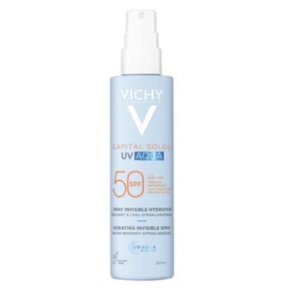 VICHY CAPITAL SOLEIL UV AQUA SPRAY SPF 50 Spray solaire invisible hydratant, haute protection, SPF 50, spray 200 ml