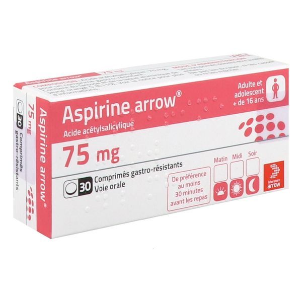 ASPIRINE ARROW Comprimé gastrorésistant 75 mg, boîte 30