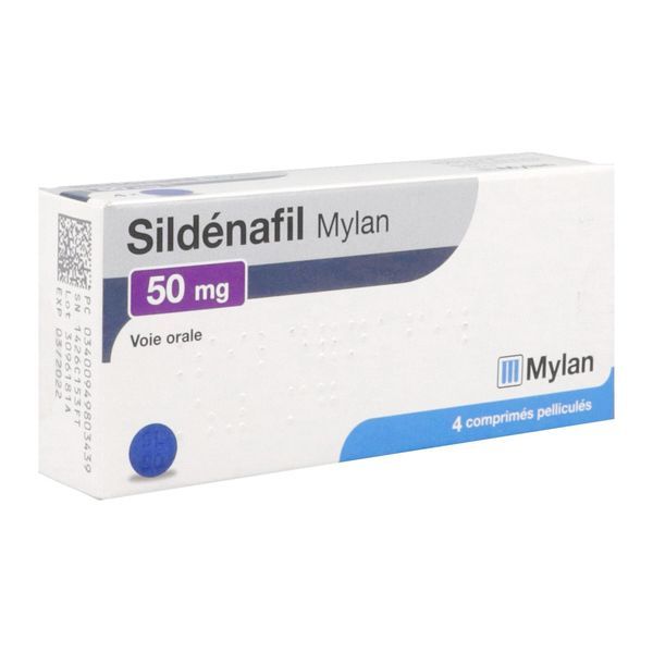 MYLAN SILDENAFIL 50 MG BOITE DE 4 COMPRIMES