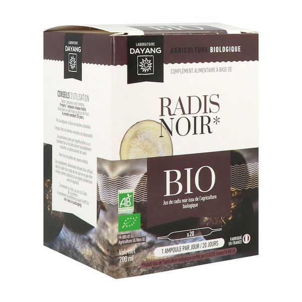 DAYANG SOLUTE PHYTO UNITAIRE BIO RADIS NOIR Ampoule, complément alimentaire bio à base de radis noir, bt 20