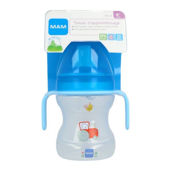 MAM TASSE D'APPRENTISSAGE Tasse d'apprentissage à bec souple, avec anse, 190 ml, unité