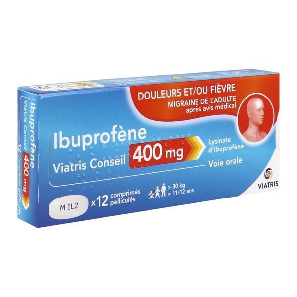 IBUPROFENE VIATRIS CONSEIL Comprimé pelliculé 400 mg, boîte 12