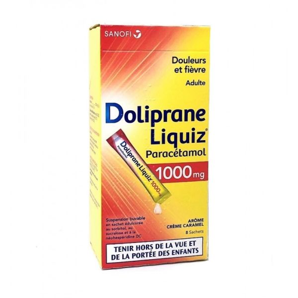 Dolipraneliquiz 1000 Mg Suspension Buvable En Sachet Edulcoree Au Sorbitol Au Sucralose B/8