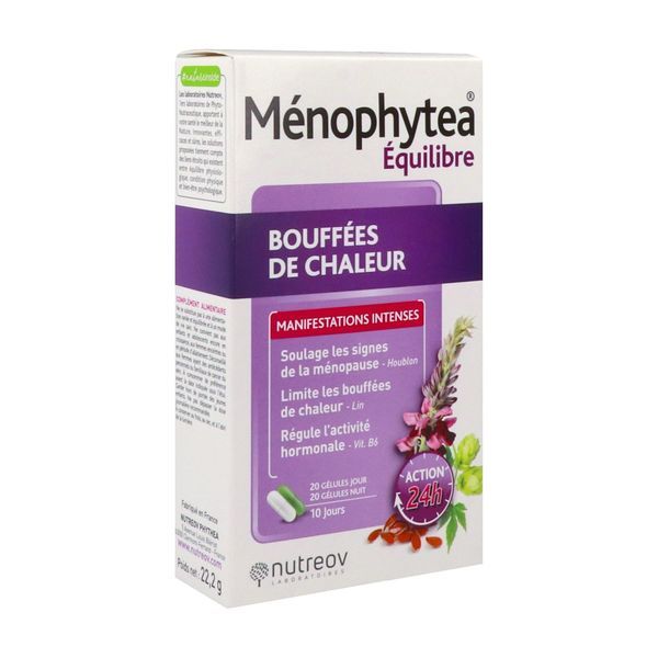 MENOPHYTEA BOUFFEES DE CHALEUR Gélules Jour + Nuit, complément alimentaire pour l'équilibre hormonal, bt 40 (20 + 20)