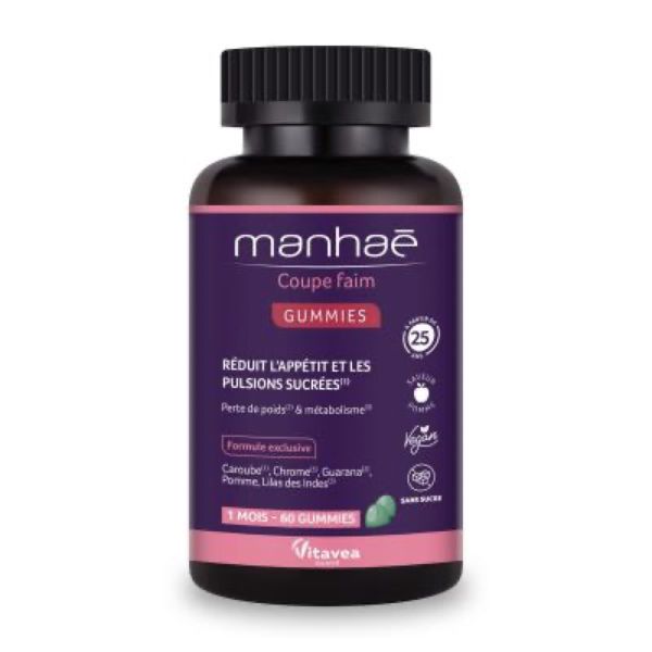 MANHAE COUPE FAIM Gummies, complément alimentaire à base d'extraits de plantes et de chrome, bt 60