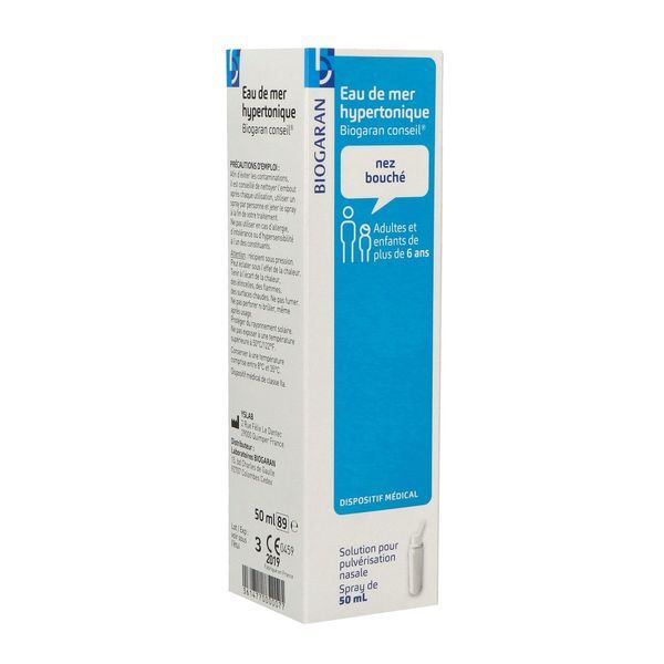 BIOGARAN CONSEIL EAU DE MER HYPERTONIQUE Solution pour pulvérisation nasale d'eau de mer hypertonique, spray 50 ml