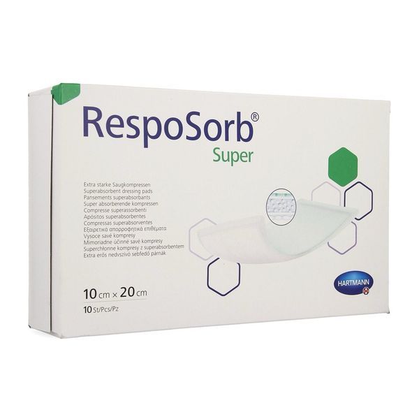 RESPOSORB SUPER Pansement hydrocellulaire superabsorbant, stérile, 10 cm x 20 cm (ref. 685021), bt 10