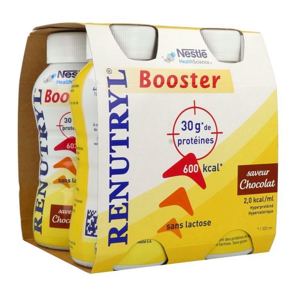 CLINUTREN RENUTRYL BOOSTER Denrée alimentaire destinée à des fins médicales spéciales, saveur chocolat, 300 ml x 4