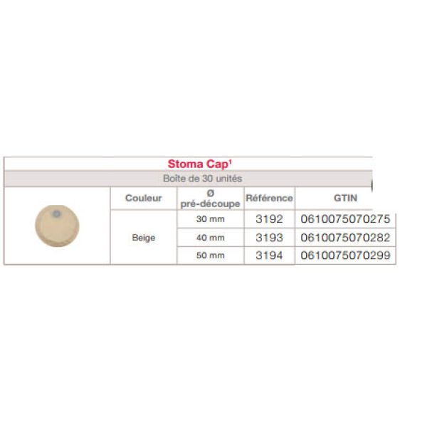 NUANCE Minipoche fermée Stoma Cap système 1 pièce avec protecteur cutané total, diamètre 40 mm (ref. 3193), bt 30