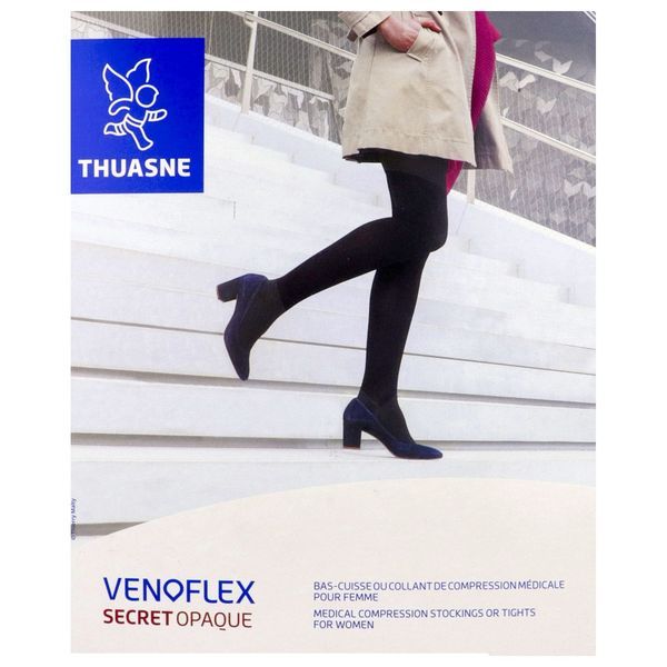 VENOFLEX 2 SECRET OPAQUE Collant médical de compression, classe 2, femme, noir, normal, taille 4, paire