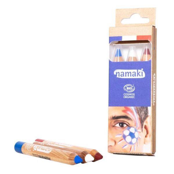 Namaki Kit 3 crayons de maquillage bleu blanc rouge