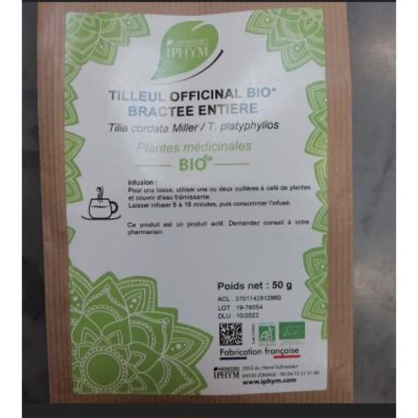 TILLEUL OFFICINAL BIO BRACTEE ENTIERE IPHYM Bractée entière de tilleul officinal, vrac, sac 50 g