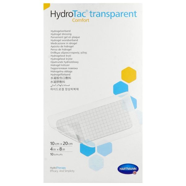 HYDROTAC TRANSPARENT COMFORT Pansement hydrogel, adhésif, stérile, 10 cm x 20 cm (ref. 685922), bt 10