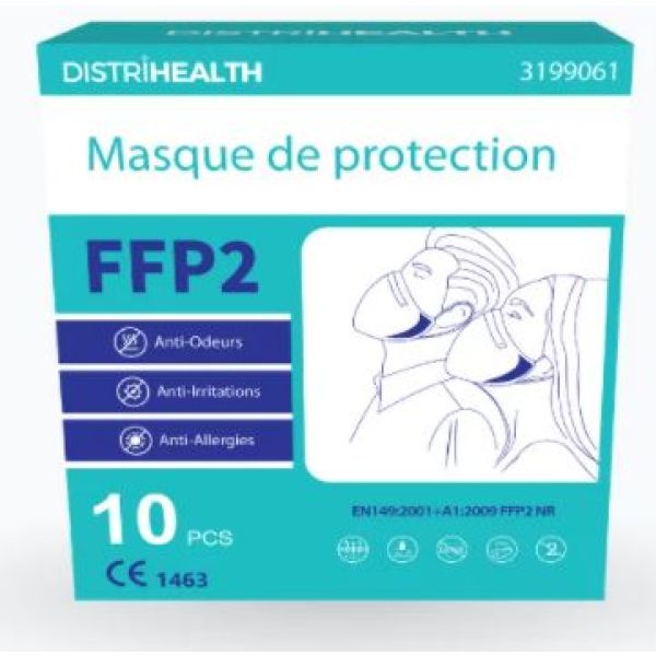 Masque de protection respiratoire FFP2 - Blanc - boite de 10 masques