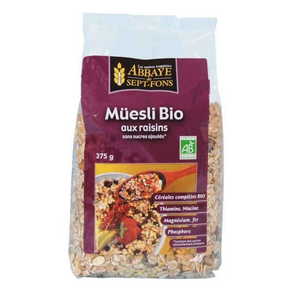 Abbaye de Sept-Fons Müesli Bio aux raisins - 375g