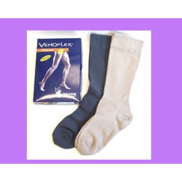 VENOFLEX 1 ELEGANCE Chaussette médicale de compression classe 1, côtelée, pour homme, noir, long, taille 4, paire