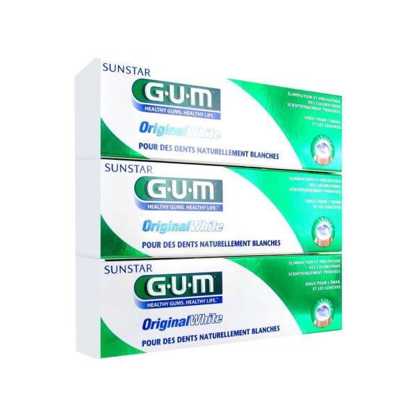 Gum Original White Lot De 3 Pate Dent Tube 75 Ml Promo 3