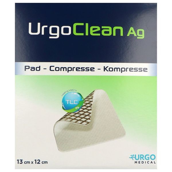URGOCLEAN AG Pansement avec fibres poly-absorbantes et matrice TLC-Ag, 13 cm x 12 cm, bt 16