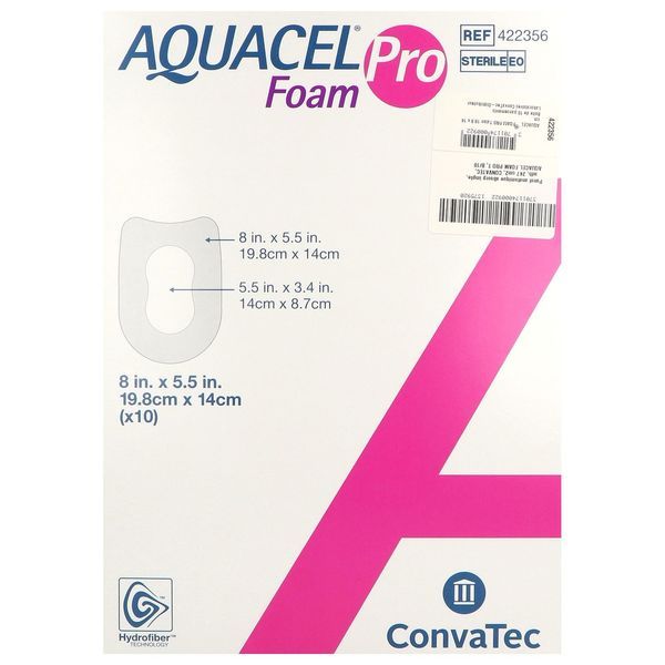 AQUACEL FOAM PRO TALON - MULTISITE Pansement hydrocellulaire Technologie hydrofiber, adhésif siliconé, talon, bt 10