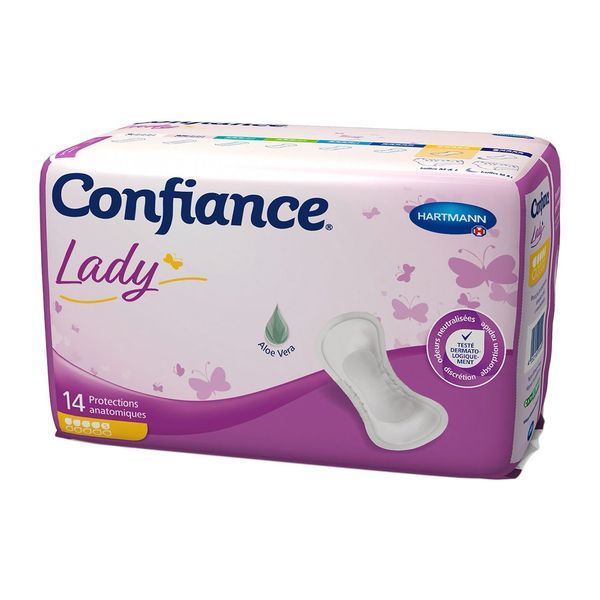 CONFIANCE LADY ABSORPTION 5 G PROTECTION ANATOMIQUE Protection anatomique hypoallergénique pour incontinence urinaire, femme, sac 14