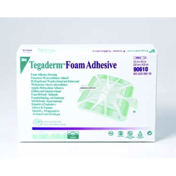 TEGADERM FOAM ADHESIVE Pansement hydrocellulaire à bords adhésifs, stérile, très absorbant, ovale, 10 cm x 11 cm (ref. 90611), bt 10