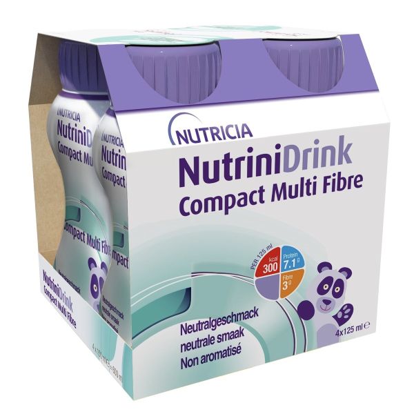 NUTRINIDRINK COMPACT MULTI FIBRE Denrée alimentaire destinée à des fins médicales spéciales, neutre, 125 ml x 4